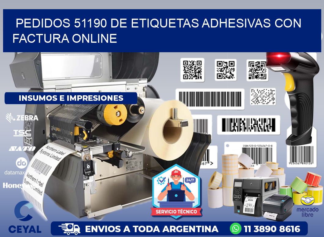 Pedidos 51190 de Etiquetas Adhesivas con Factura Online