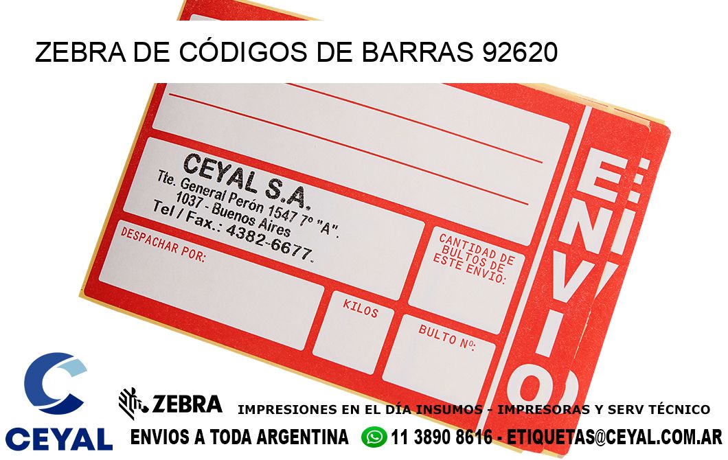 ZEBRA DE CÓDIGOS DE BARRAS 92620
