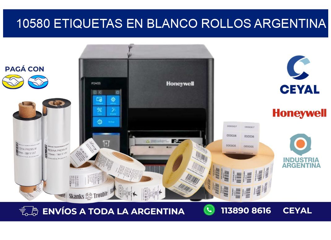 10580 ETIQUETAS EN BLANCO ROLLOS ARGENTINA