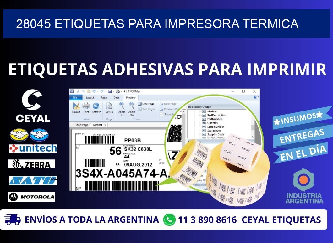 28045 ETIQUETAS PARA IMPRESORA TERMICA