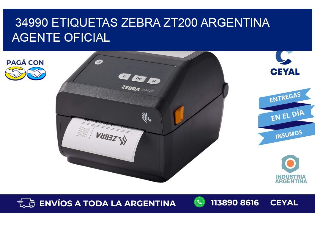 34990 etiquetas zebra zt200 argentina AGENTE OFICIAL