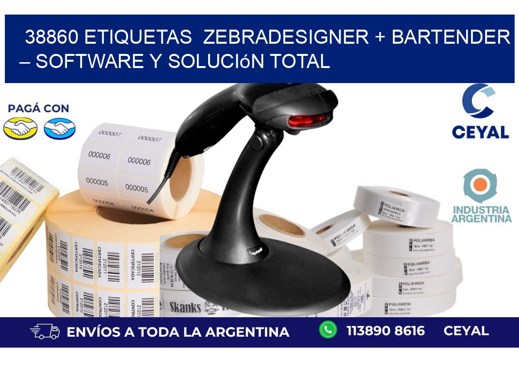 38860 etiquetas  ZebraDesigner + BarTender – Software y Solución Total
