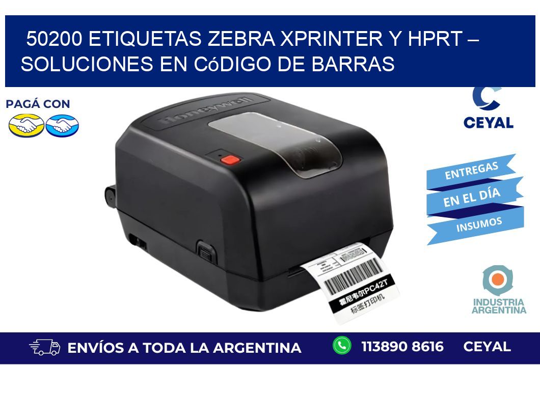 50200 etiquetas zebra XPRINTER y HPRT – Soluciones en Código de Barras