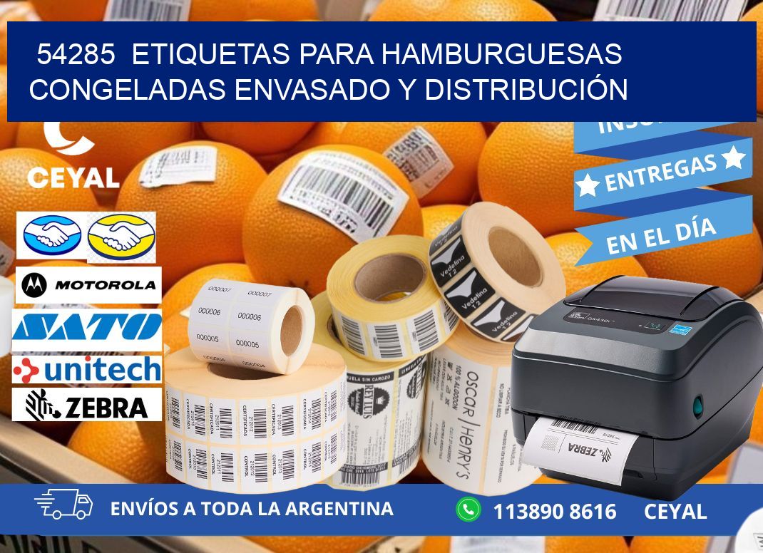 54285  ETIQUETAS PARA HAMBURGUESAS CONGELADAS ENVASADO Y DISTRIBUCIÓN