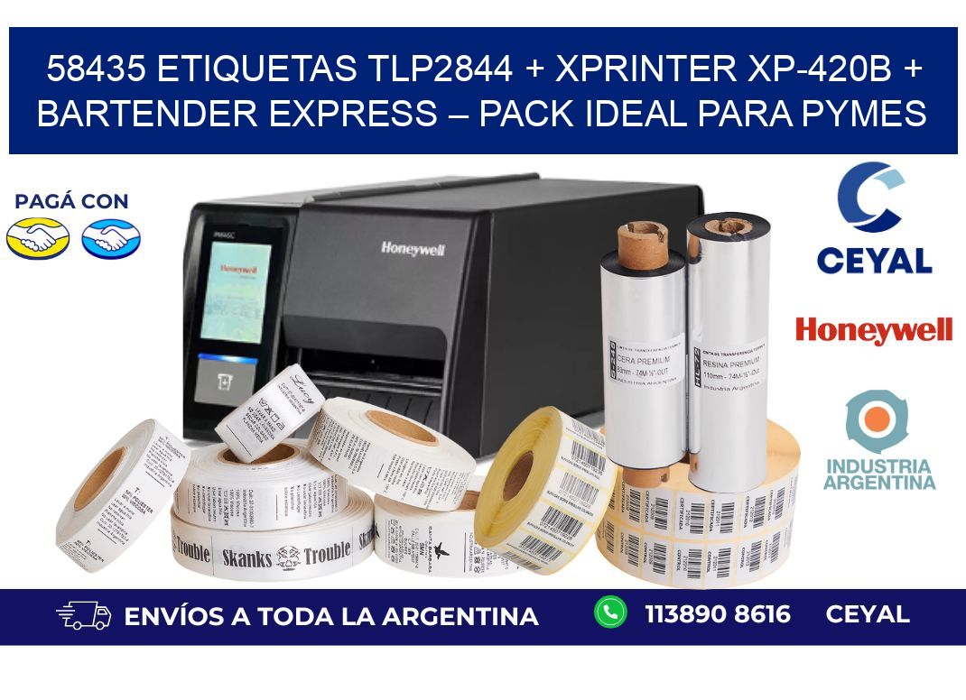 58435 ETIQUETAS TLP2844 + Xprinter XP-420B + BarTender Express – Pack ideal para PyMES