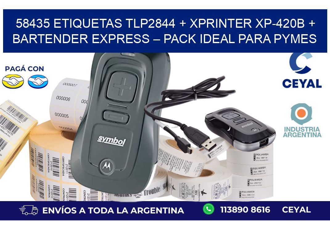 58435 ETIQUETAS TLP2844 + Xprinter XP-420B + BarTender Express – Pack ideal para PyMES