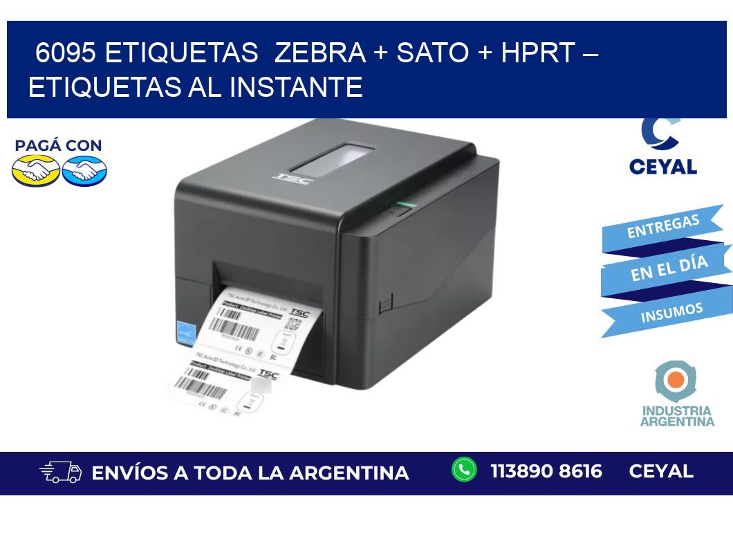 6095 etiquetas  Zebra + SATO + HPRT – Etiquetas al Instante