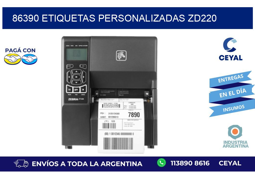 86390 ETIQUETAS PERSONALIZADAS ZD220
