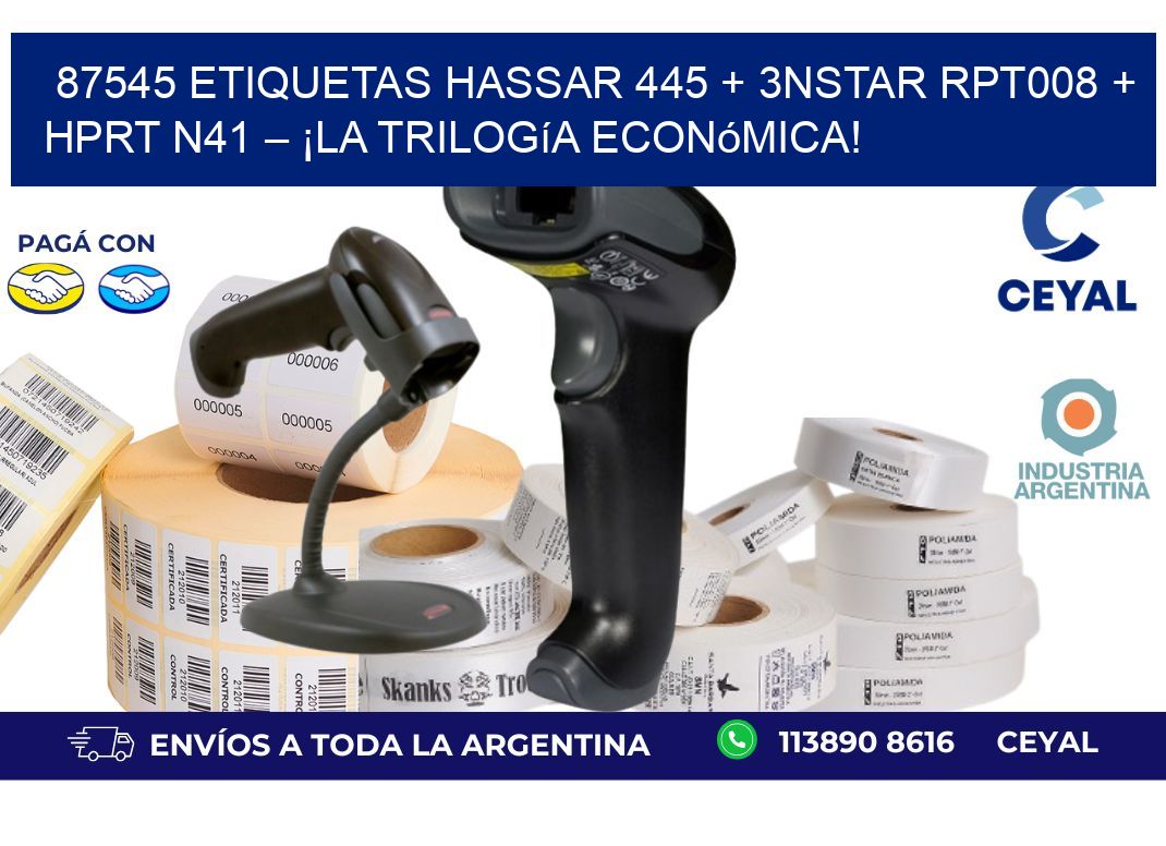 87545 ETIQUETAS Hassar 445 + 3nStar RPT008 + HPRT N41 – ¡La trilogía económica!