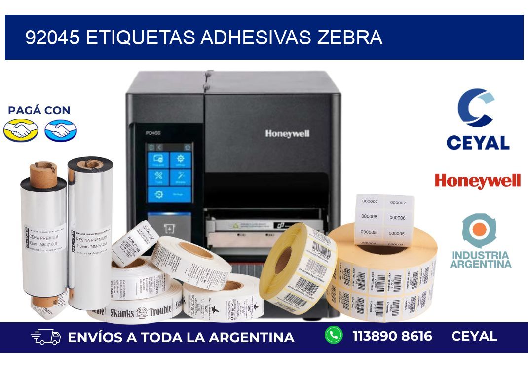 92045 ETIQUETAS ADHESIVAS ZEBRA