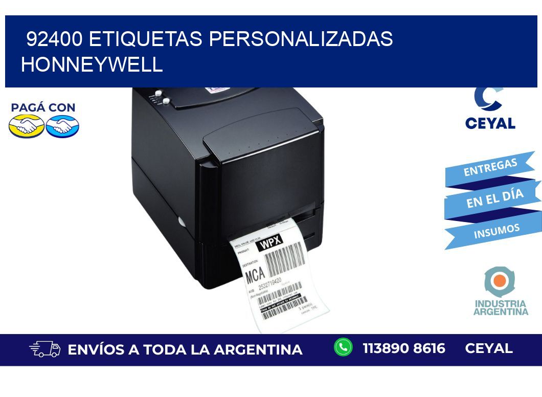 92400 ETIQUETAS PERSONALIZADAS HONNEYWELL