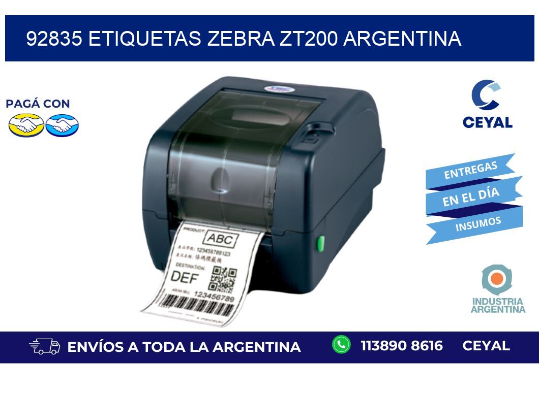 92835 etiquetas zebra zt200 argentina