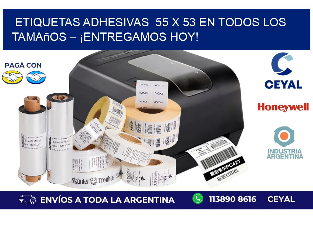 Etiquetas Adhesivas  55 x 53 en Todos los Tamaños – ¡Entregamos Hoy!