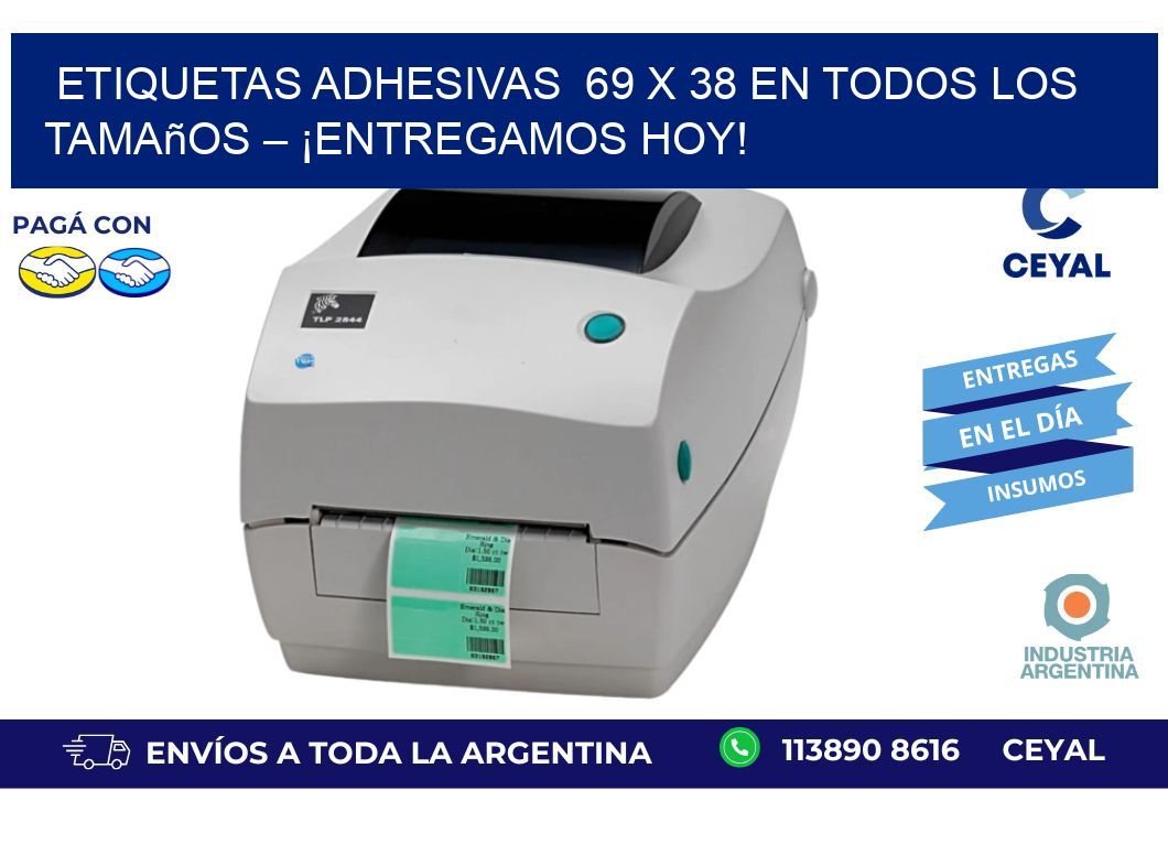 Etiquetas Adhesivas  69 x 38 en Todos los Tamaños – ¡Entregamos Hoy!