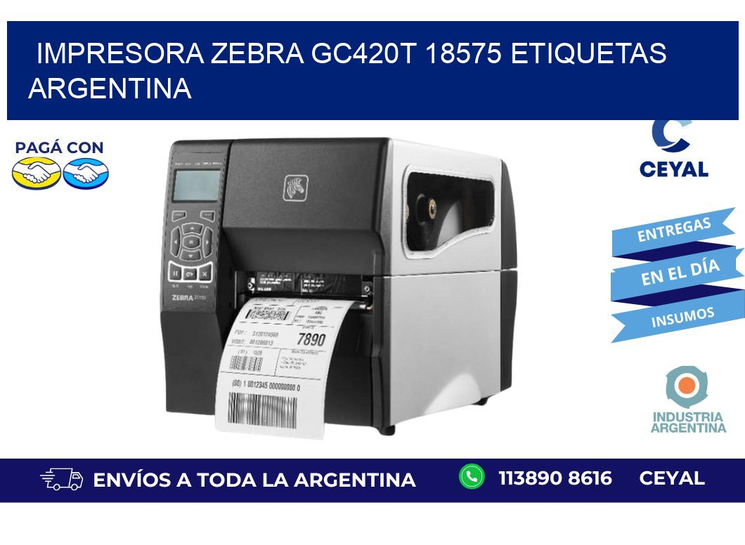 Impresora zebra gc420t 18575 etiquetas argentina