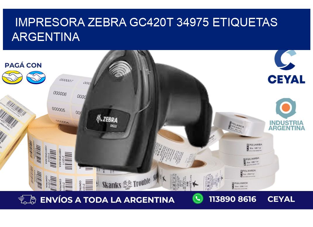 Impresora zebra gc420t 34975 etiquetas argentina