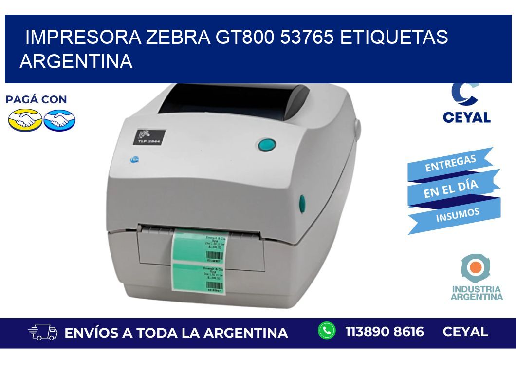 Impresora zebra gt800 53765 etiquetas argentina