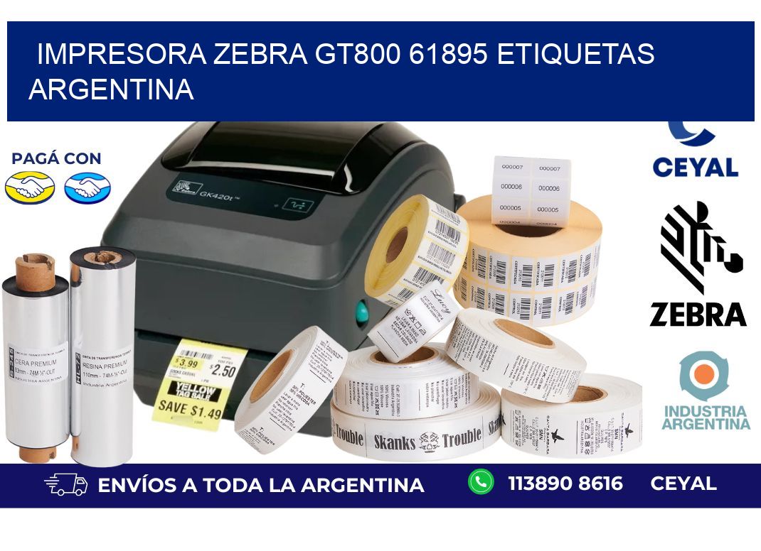 Impresora zebra gt800 61895 etiquetas argentina