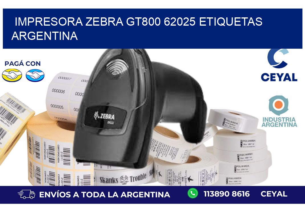 Impresora zebra gt800 62025 etiquetas argentina