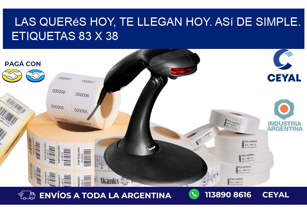 Las Querés Hoy, Te Llegan Hoy. Así de Simple. Etiquetas 83 x 38