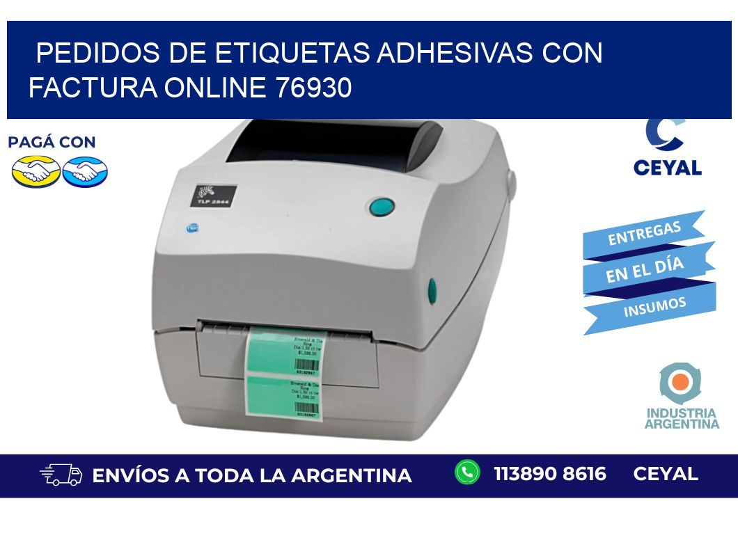 Pedidos de Etiquetas Adhesivas con Factura Online 76930
