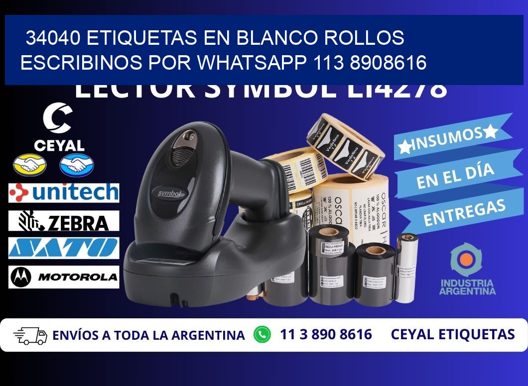 34040 ETIQUETAS EN BLANCO ROLLOS ESCRIBINOS POR WHATSAPP 113 8908616