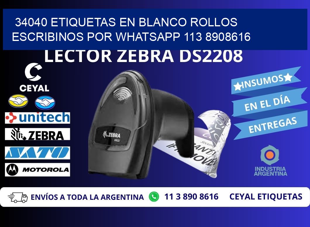 34040 ETIQUETAS EN BLANCO ROLLOS ESCRIBINOS POR WHATSAPP 113 8908616