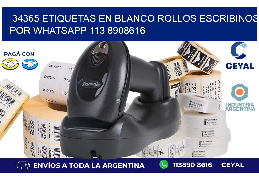 34365 ETIQUETAS EN BLANCO ROLLOS ESCRIBINOS POR WHATSAPP 113 8908616