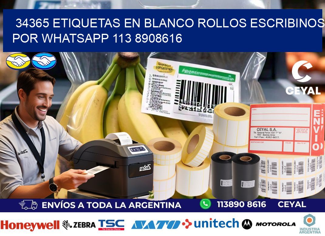 34365 ETIQUETAS EN BLANCO ROLLOS ESCRIBINOS POR WHATSAPP 113 8908616