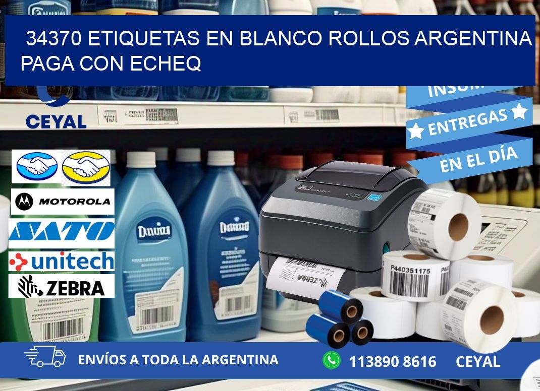 34370 ETIQUETAS EN BLANCO ROLLOS ARGENTINA PAGA CON ECHEQ