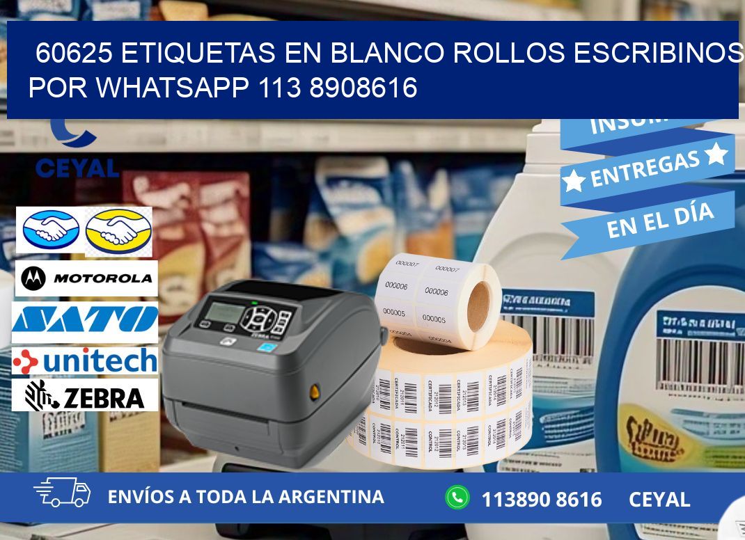 60625 ETIQUETAS EN BLANCO ROLLOS ESCRIBINOS POR WHATSAPP 113 8908616