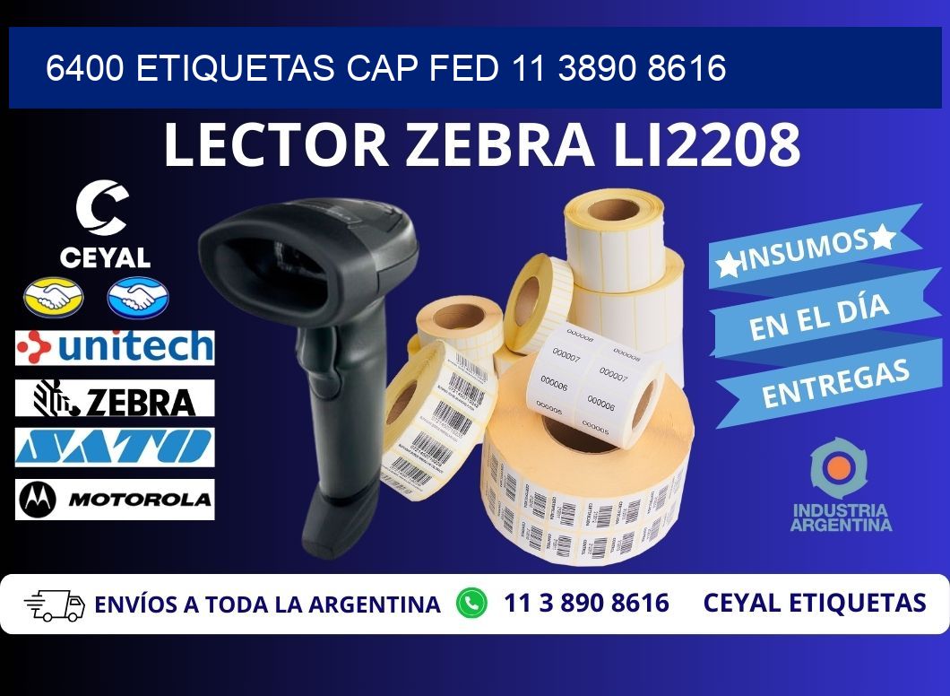 6400 ETIQUETAS CAP FED 11 3890 8616
