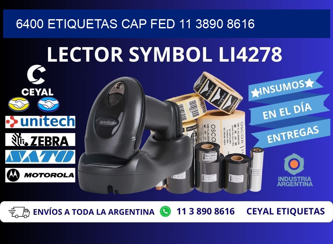 6400 ETIQUETAS CAP FED 11 3890 8616