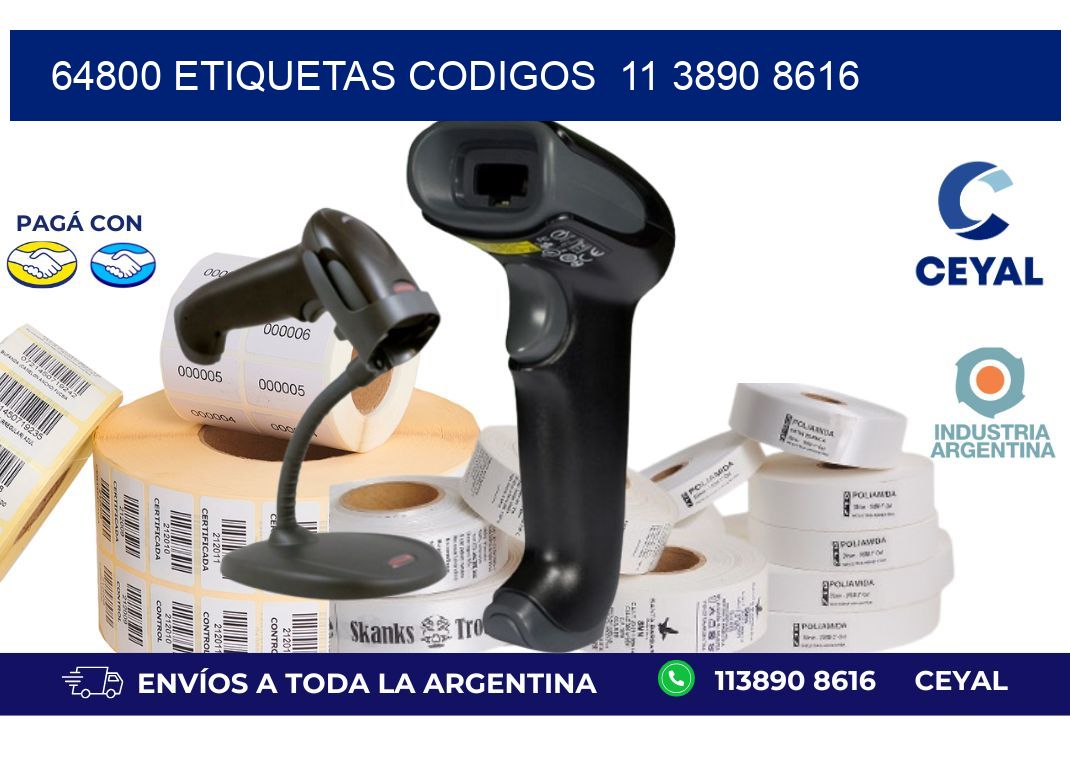 64800 ETIQUETAS CODIGOS 11 3890 8616