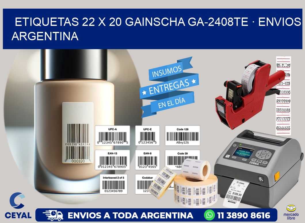 ETIQUETAS 22 x 20 GAINSCHA GA-2408TE · ENVIOS ARGENTINA
