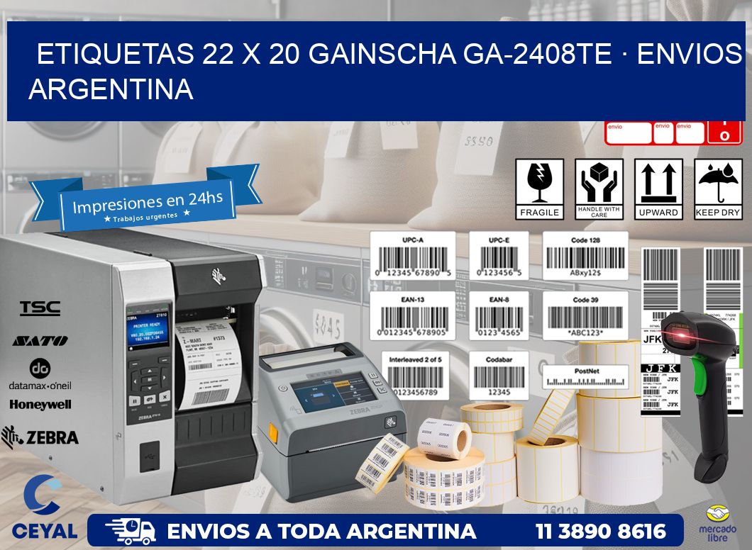 ETIQUETAS 22 x 20 GAINSCHA GA-2408TE · ENVIOS ARGENTINA