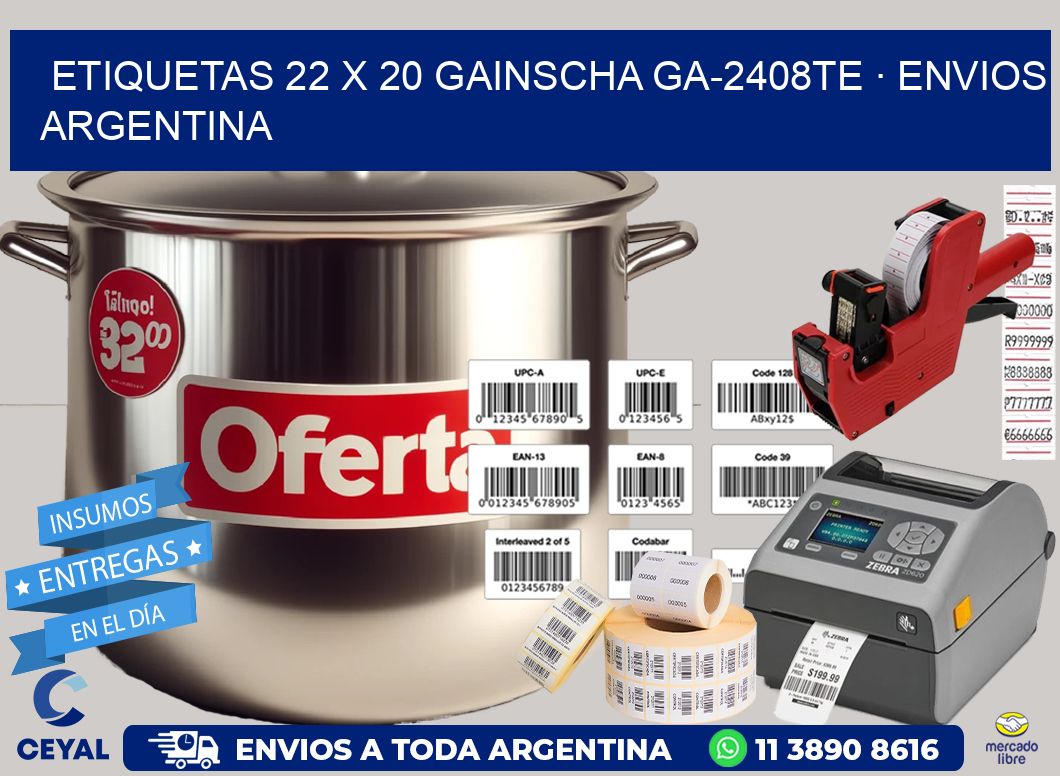 ETIQUETAS 22 x 20 GAINSCHA GA-2408TE · ENVIOS ARGENTINA