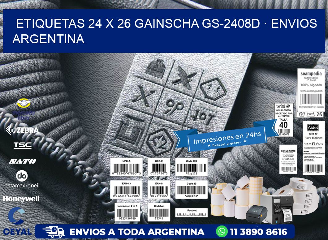 ETIQUETAS 24 x 26 GAINSCHA GS-2408D · ENVIOS ARGENTINA