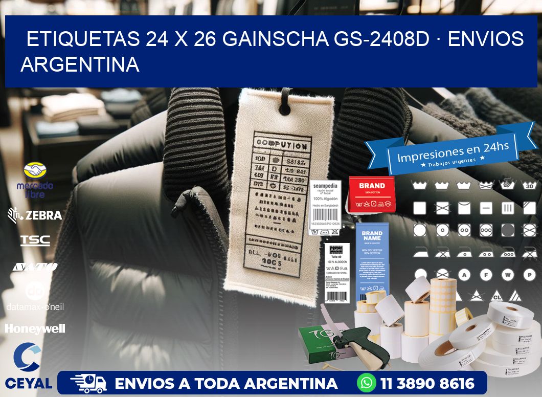 ETIQUETAS 24 x 26 GAINSCHA GS-2408D · ENVIOS ARGENTINA