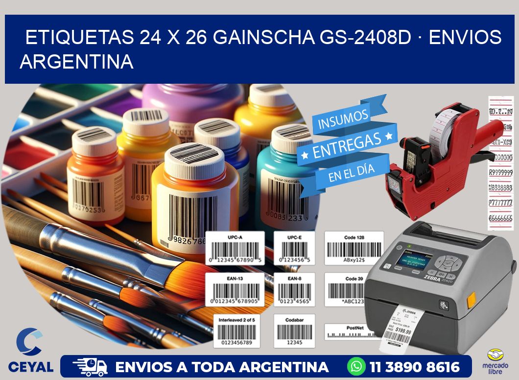 ETIQUETAS 24 x 26 GAINSCHA GS-2408D · ENVIOS ARGENTINA