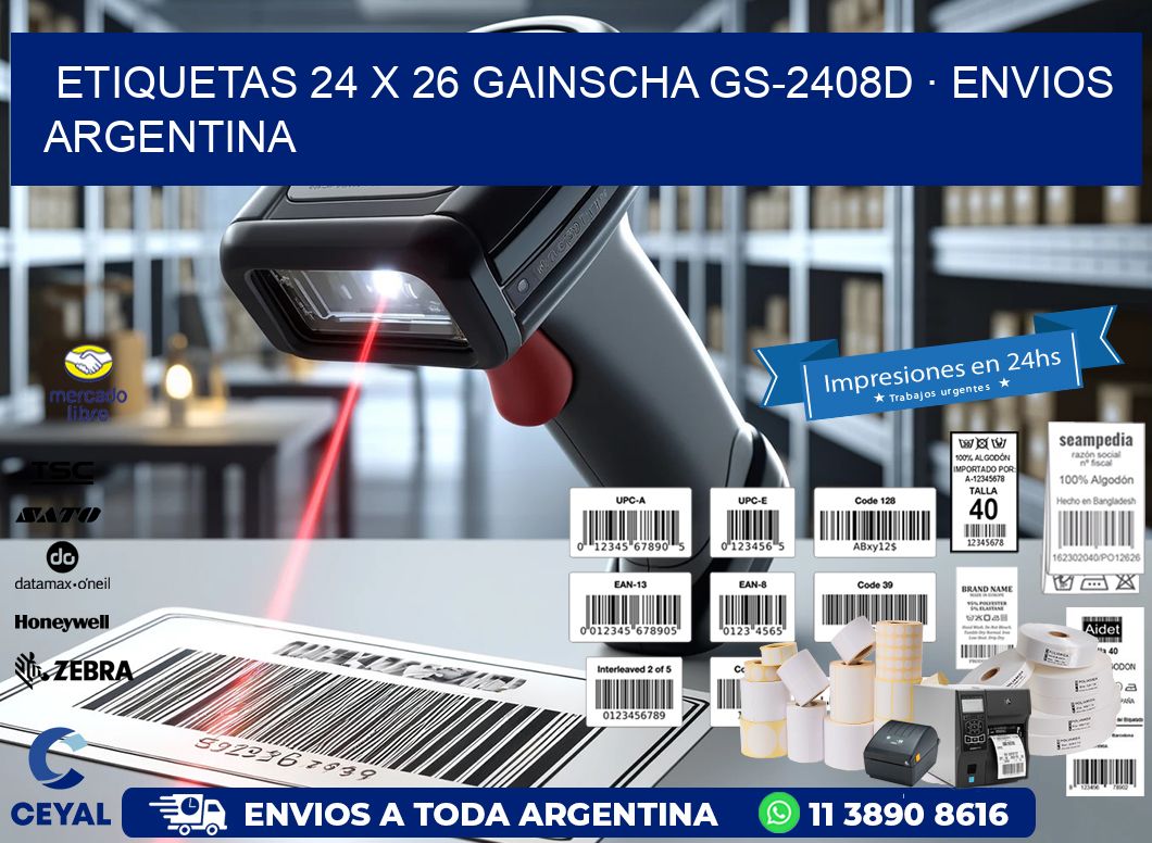 ETIQUETAS 24 x 26 GAINSCHA GS-2408D · ENVIOS ARGENTINA
