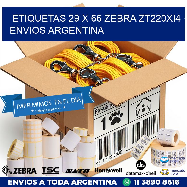 ETIQUETAS 29 x 66 ZEBRA ZT220Xi4 · ENVIOS ARGENTINA