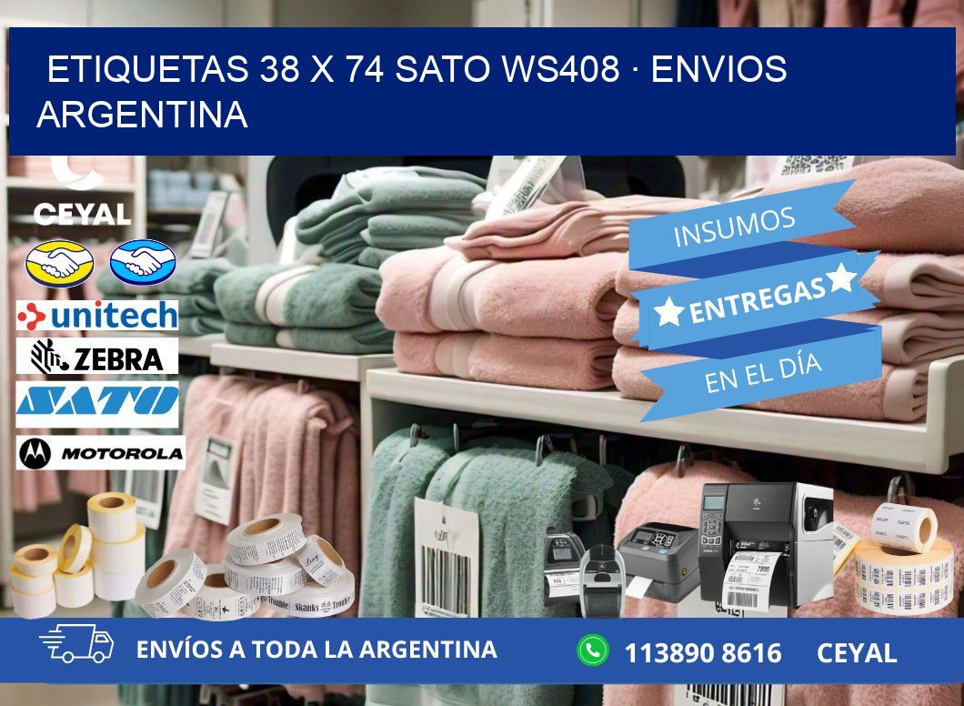 ETIQUETAS 38 x 74 SATO WS408 · ENVIOS ARGENTINA
