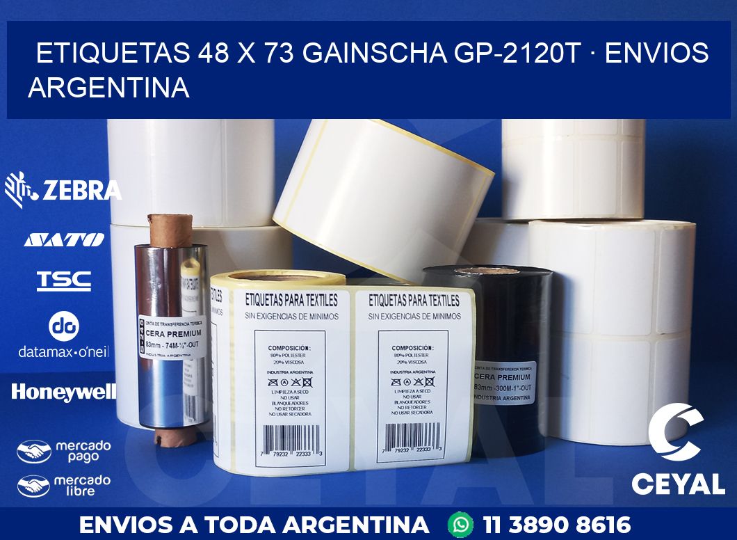 ETIQUETAS 48 x 73 GAINSCHA GP-2120T · ENVIOS ARGENTINA