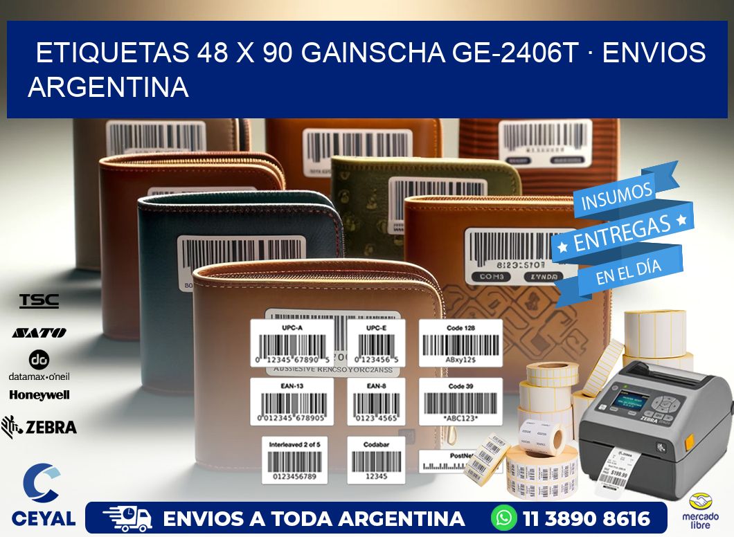 ETIQUETAS 48 x 90 GAINSCHA GE-2406T · ENVIOS ARGENTINA