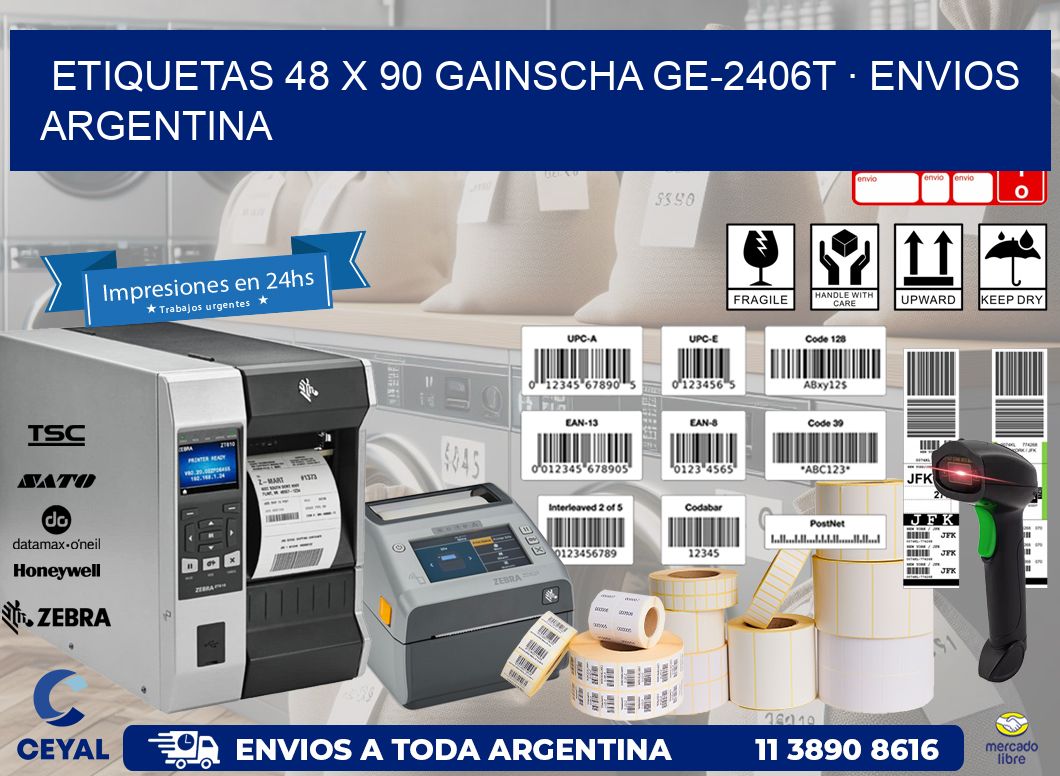 ETIQUETAS 48 x 90 GAINSCHA GE-2406T · ENVIOS ARGENTINA