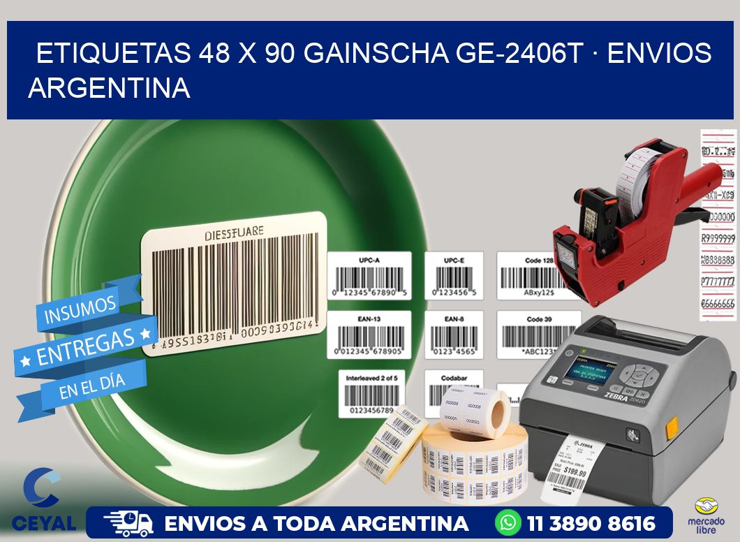 ETIQUETAS 48 x 90 GAINSCHA GE-2406T · ENVIOS ARGENTINA