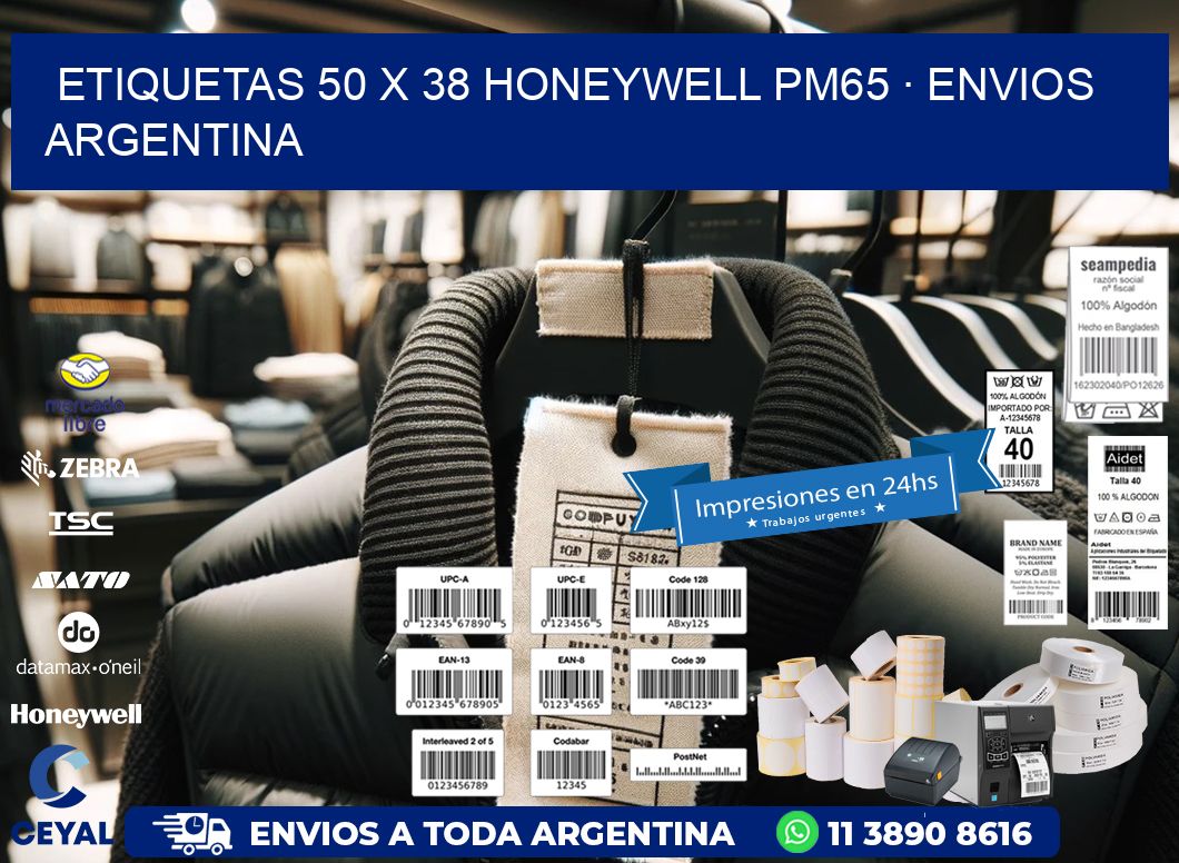 ETIQUETAS 50 x 38 HONEYWELL PM65 · ENVIOS ARGENTINA