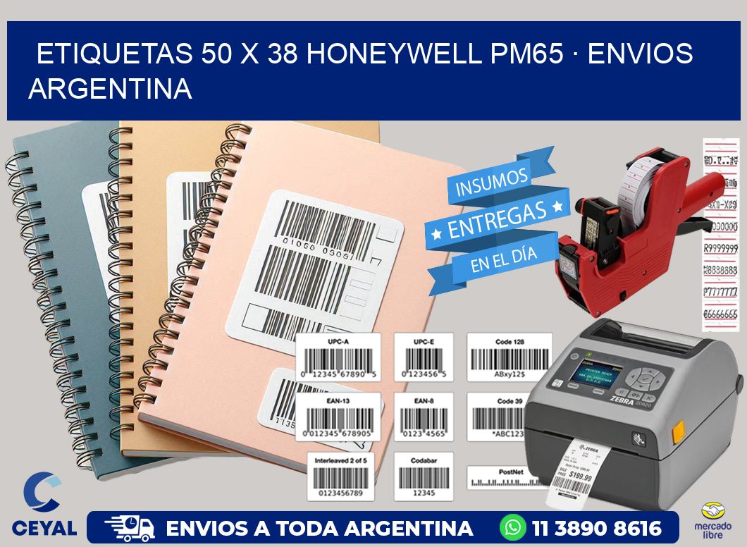 ETIQUETAS 50 x 38 HONEYWELL PM65 · ENVIOS ARGENTINA