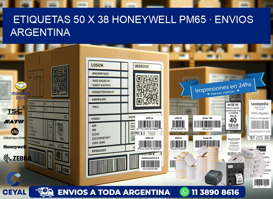 ETIQUETAS 50 x 38 HONEYWELL PM65 · ENVIOS ARGENTINA